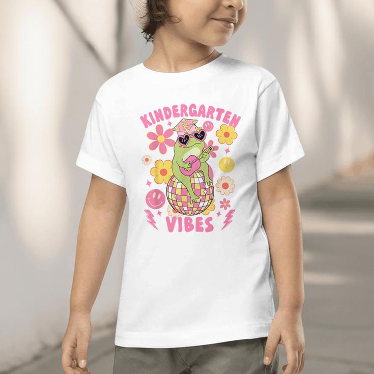 Kindergarten Vibes Groovy Kindergarten Back To School Frog Graphic Toddler T-Shirt Kindergarten Vibes Groovy Kindergarten Back To School Frog Graphic Toddler T-Shirt