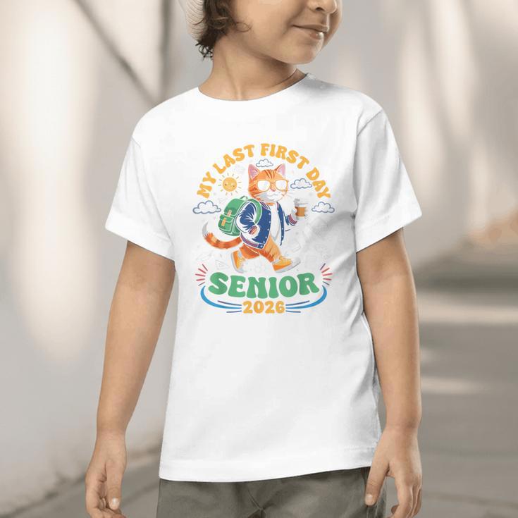 My Last First Day Senior 2026 Cat Back To School Graphic Toddler T-Shirt My Last First Day Senior 2026 Cat Back To School Graphic Toddler T-Shirt