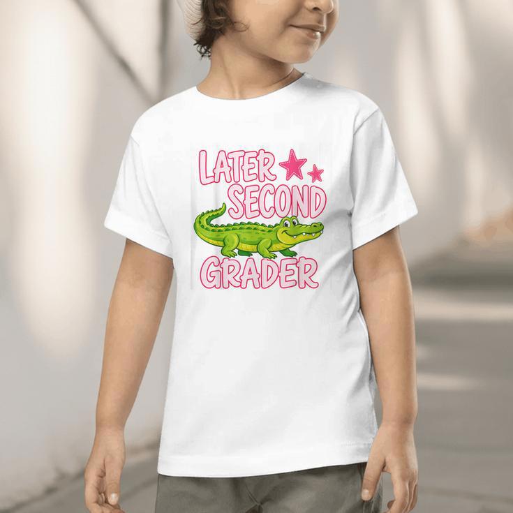 Later Second Grader Cute Alligator Back To School Graduation Graphic Toddler T-Shirt Later Second Grader Cute Alligator Back To School Graduation Graphic Toddler T-Shirt