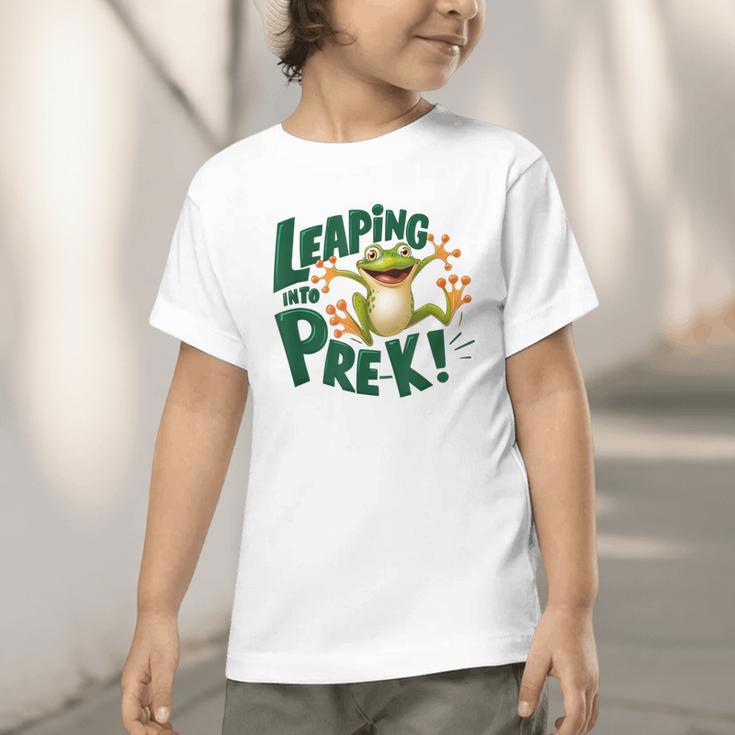 Leaping Into Pre-K Jumping Tree Frog Back To School Fun Graphic Toddler T-Shirt Leaping Into Pre-K Jumping Tree Frog Back To School Fun Graphic Toddler T-Shirt