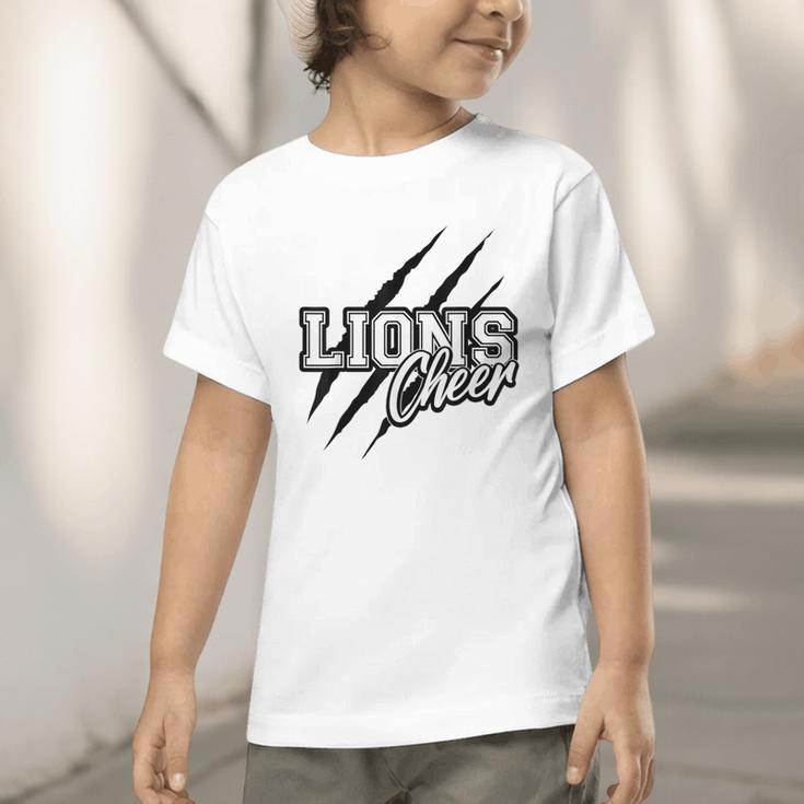 Lions Cheer Back To School Cheerleading Team Spirit Graphic Toddler T-Shirt Lions Cheer Back To School Cheerleading Team Spirit Graphic Toddler T-Shirt