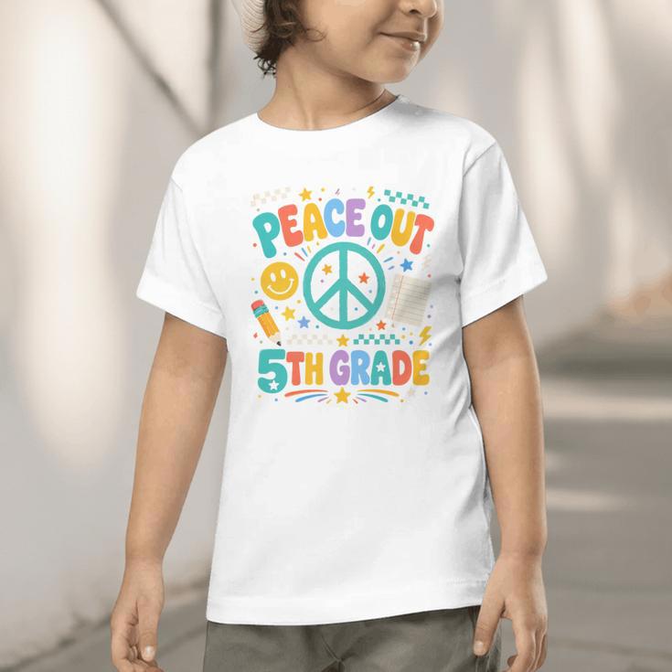 Peace Out 5th Grade Retro Back To School Students Graphic Toddler T-Shirt