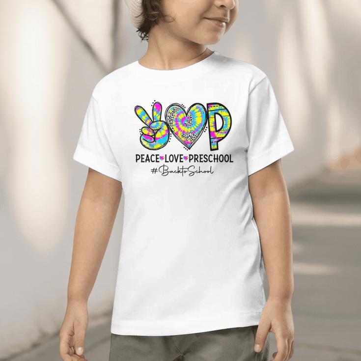 Peace Love Preschool First Day Of Preschool Back To School Graphic Toddler T-Shirt Peace Love Preschool First Day Of Preschool Back To School Graphic Toddler T-Shirt