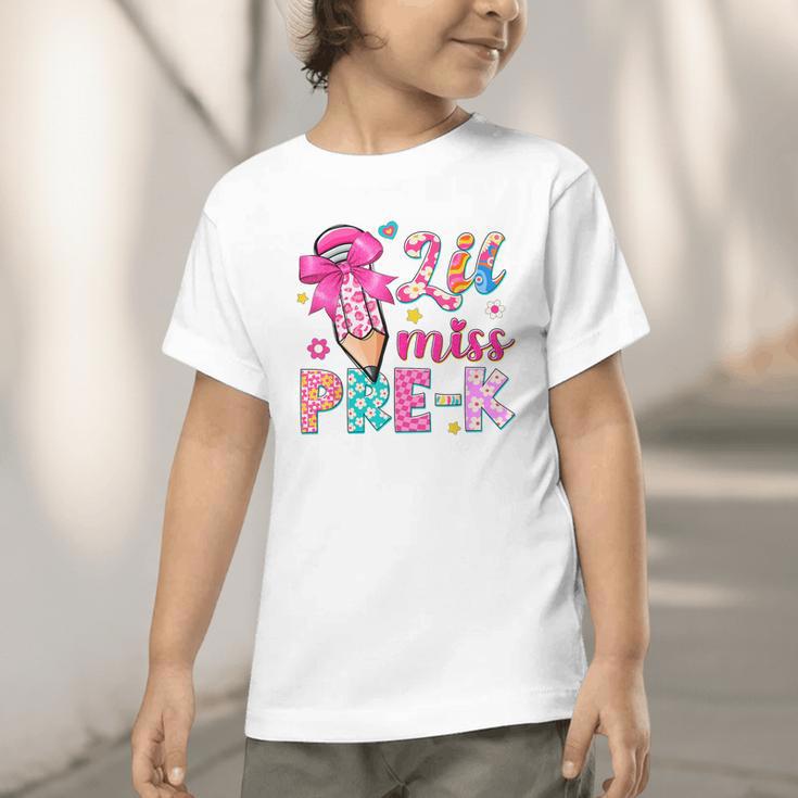 Pencil Bow Lil Miss Pre-K Pre-K Back To School Graphic Toddler T-Shirt Pencil Bow Lil Miss Pre-K Pre-K Back To School Graphic Toddler T-Shirt