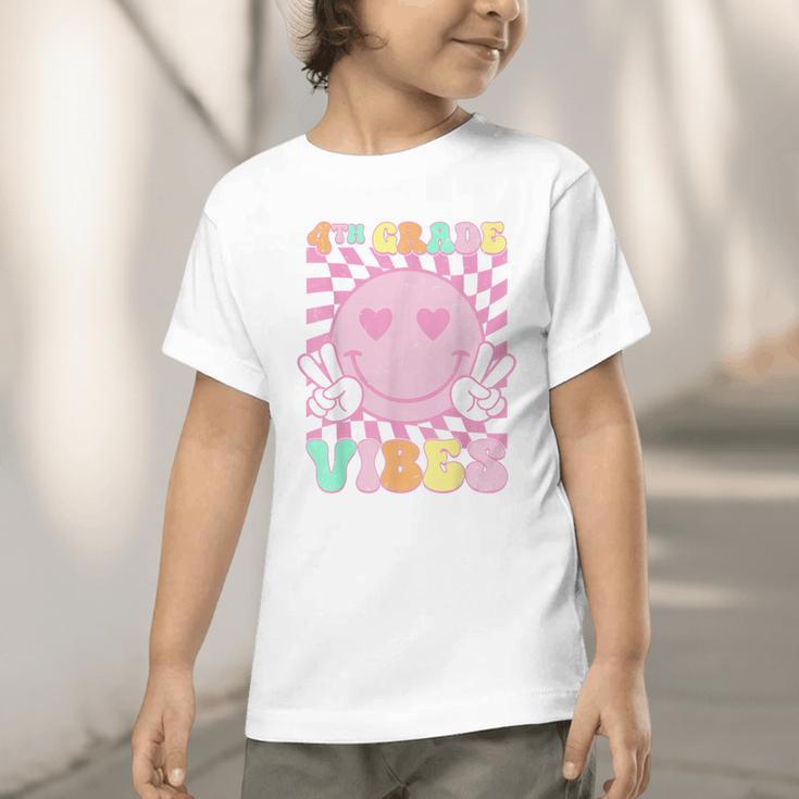 Pink 4th Grade Vibes Smile Face Back To School Fourth Grade Graphic Toddler T-Shirt Pink 4th Grade Vibes Smile Face Back To School Fourth Grade Graphic Toddler T-Shirt