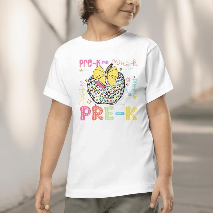 Pre-K Typography First Day Back To School Leopard Apple Graphic Toddler T-Shirt Pre-K Typography First Day Back To School Leopard Apple Graphic Toddler T-Shirt