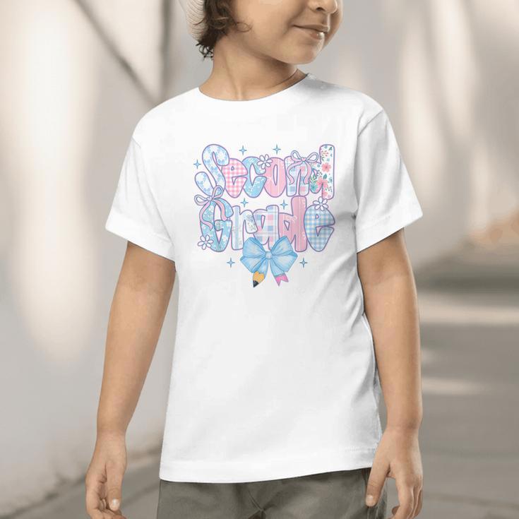 Preppy Second Grade First Day Back To School 2nd Grade Bow Graphic Toddler T-Shirt