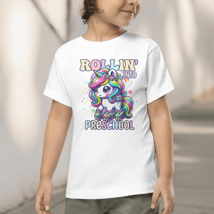 Preschool Back To School First Day Girls PreK Rollin Unicorn Graphic Toddler T-Shirt