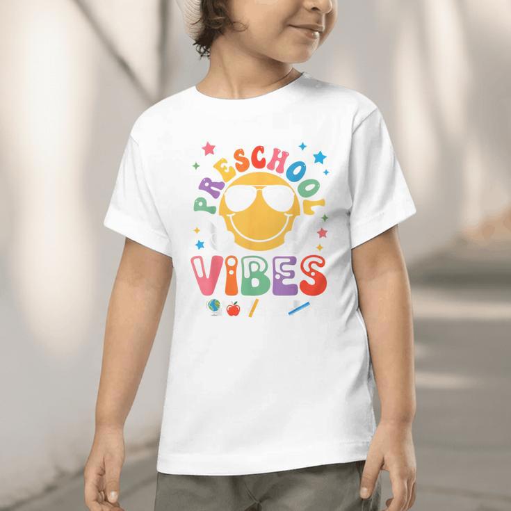 Preschool Vibes Groovy Back To School Girls Kids Graphic Toddler T-Shirt