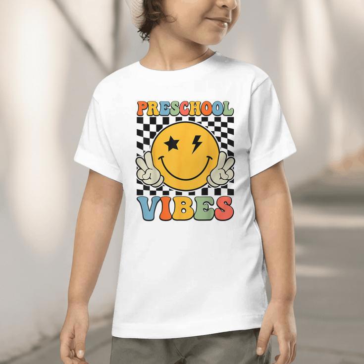 Preschool Vibes Retro Groovy Back To School Pre-K Graphic Toddler T-Shirt Preschool Vibes Retro Groovy Back To School Pre-K Graphic Toddler T-Shirt