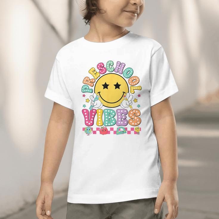 Preschool Vibes Smile Face Back To School Kinder Girls Kids Graphic Toddler T-Shirt