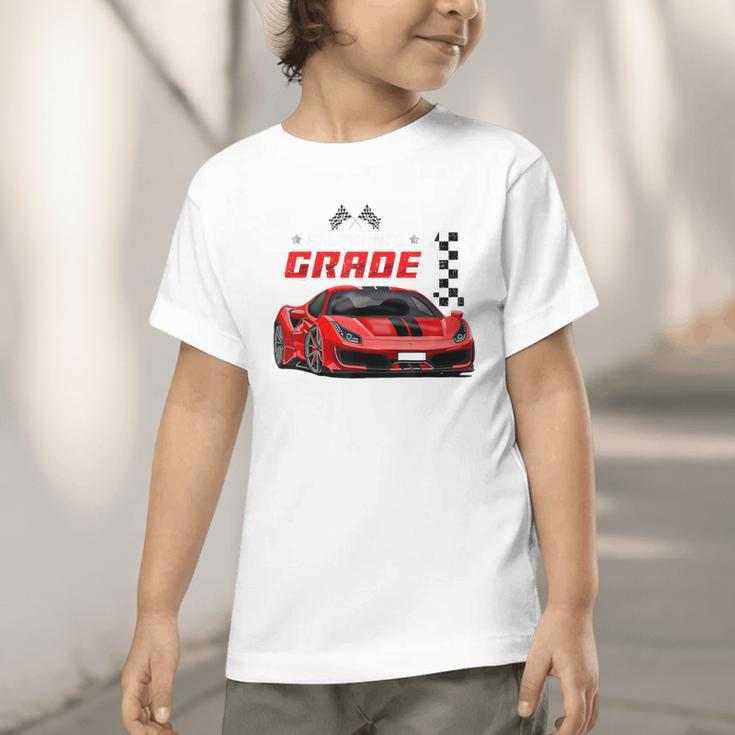 Racing Into 1st Grade Race Car Back To School Boys Graphic Toddler T-Shirt