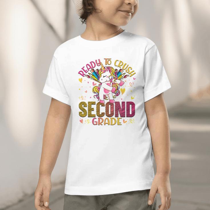 Ready To Crush Second 2nd Grade Back To School Unicorn Kids Performance Graphic Toddler T-Shirt Ready To Crush Second 2nd Grade Back To School Unicorn Kids Performance Graphic Toddler T-Shirt