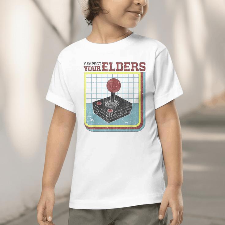 Respect Your Elders Retro Gamer Joystick Back To School Graphic Toddler T-Shirt Respect Your Elders Retro Gamer Joystick Back To School Graphic Toddler T-Shirt