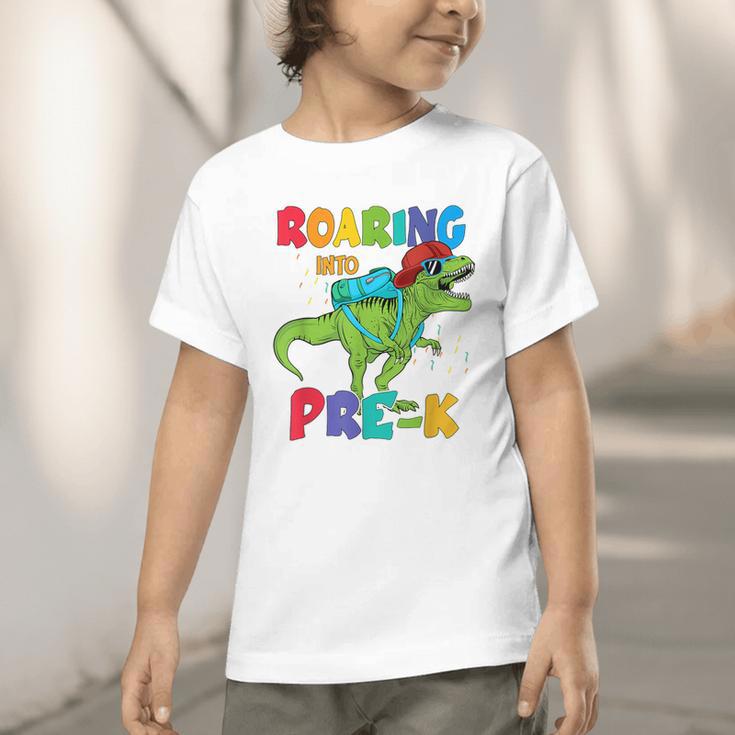 Roaring Into Pre-K Preschool Dinosaur Back To School Graphic Toddler T-Shirt
