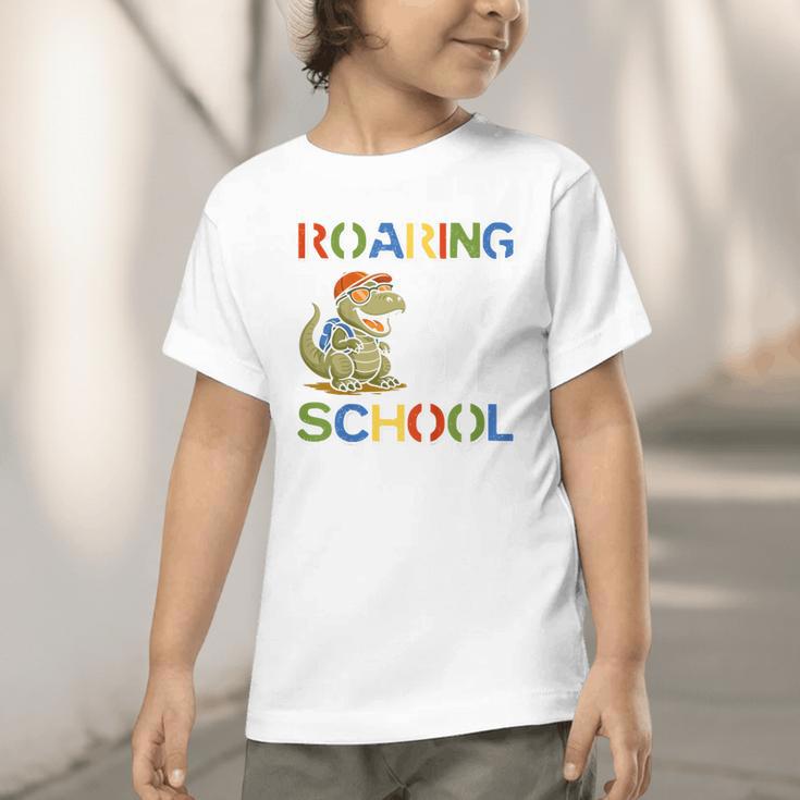 Roaring Into Preschool First Day Back To School Students Graphic Toddler T-Shirt Roaring Into Preschool First Day Back To School Students Graphic Toddler T-Shirt