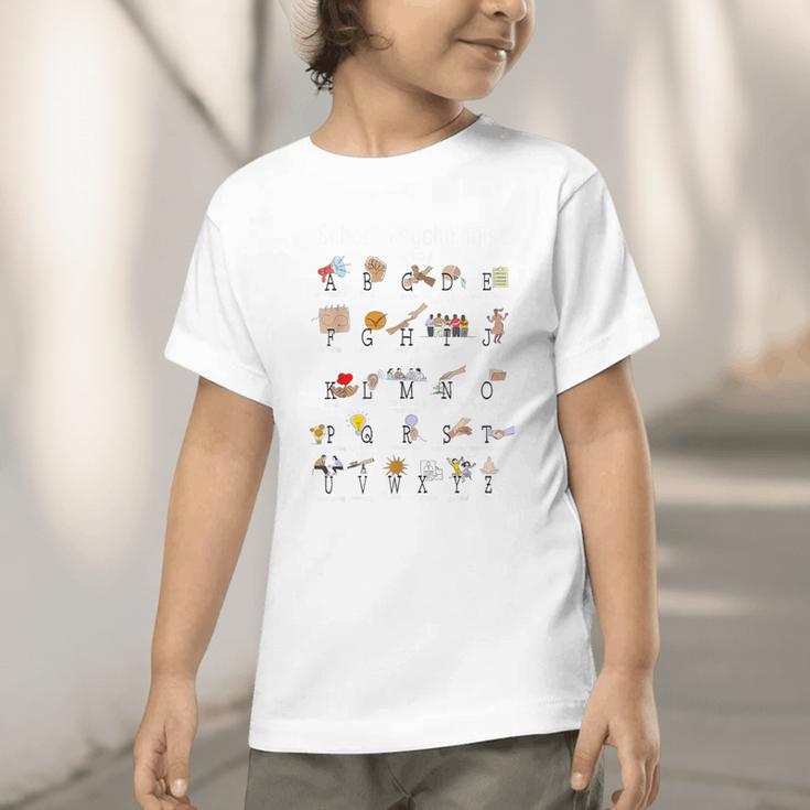School Psychologist Alphabet ABCs Psychology Back To School Graphic Toddler T-Shirt School Psychologist Alphabet ABCs Psychology Back To School Graphic Toddler T-Shirt