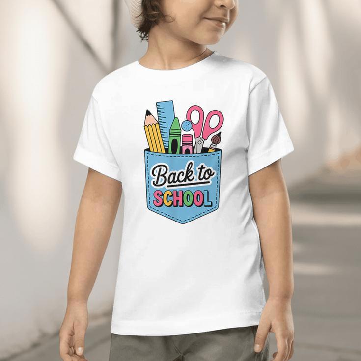 School Supplies In Pocket Back To School Boys Girls Graphic Toddler T-Shirt