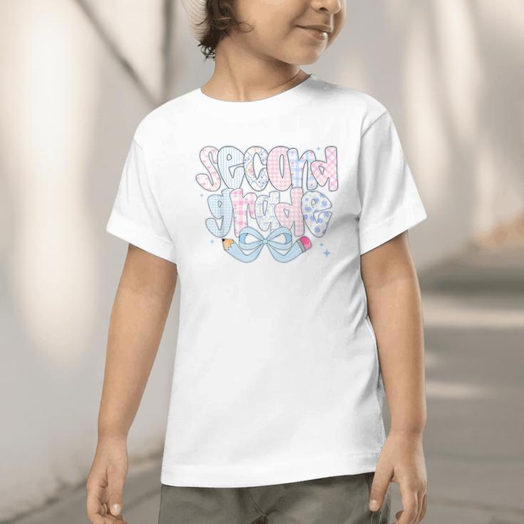 Second Grade Coquette Bow First Day Of School Back To School Graphic Toddler T-Shirt Second Grade Coquette Bow First Day Of School Back To School Graphic Toddler T-Shirt
