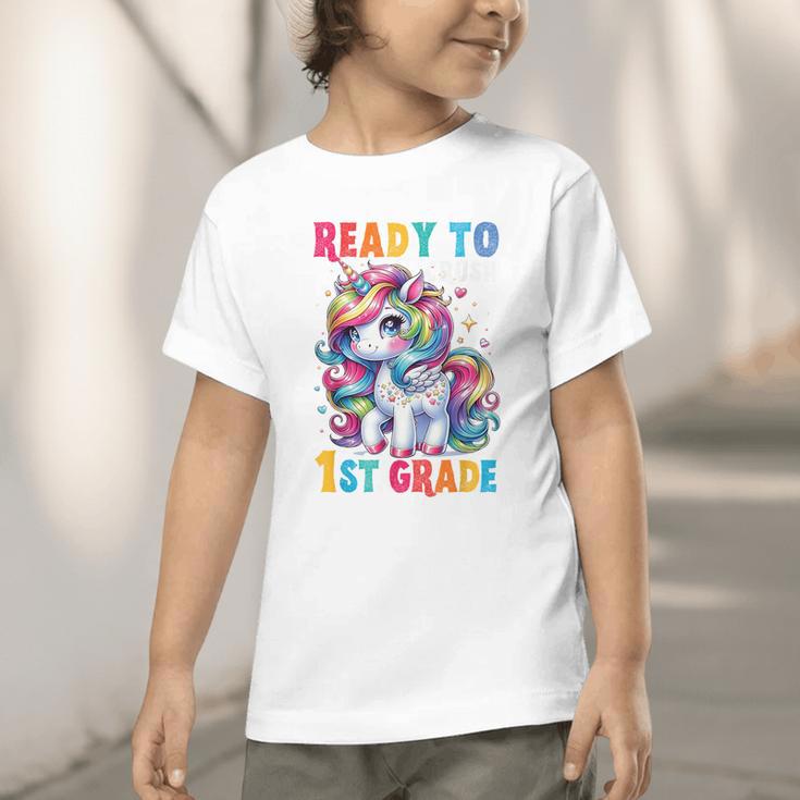 Student Unicorn Ready Back To School Crush 1st Grade Girls Graphic Toddler T-Shirt Student Unicorn Ready Back To School Crush 1st Grade Girls Graphic Toddler T-Shirt