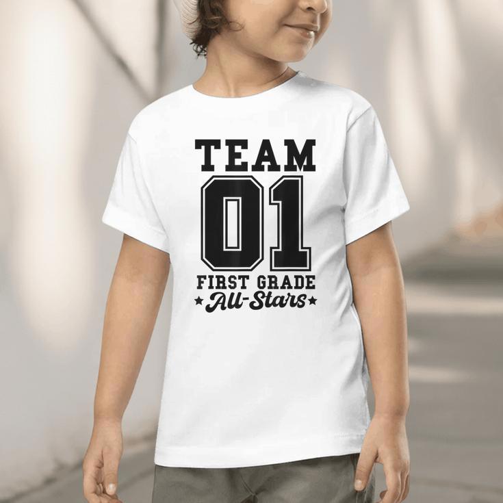 Team 1st Grade All-Stars Back To School Sports Jersey Graphic Toddler T-Shirt