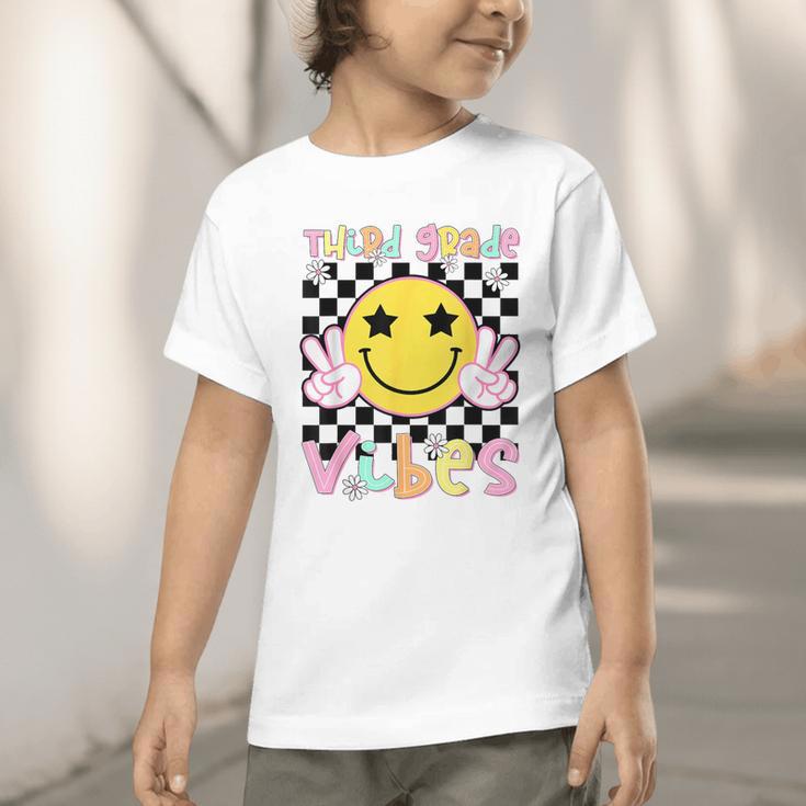 Third Grade Vibes Groovy Smile Face Back To School Girl Kid Graphic Toddler T-Shirt Third Grade Vibes Groovy Smile Face Back To School Girl Kid Graphic Toddler T-Shirt