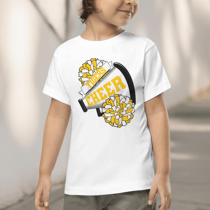 Tigers Cheer Back To School Cheerleading Spirit GY Graphic Toddler T-Shirt Tigers Cheer Back To School Cheerleading Spirit GY Graphic Toddler T-Shirt