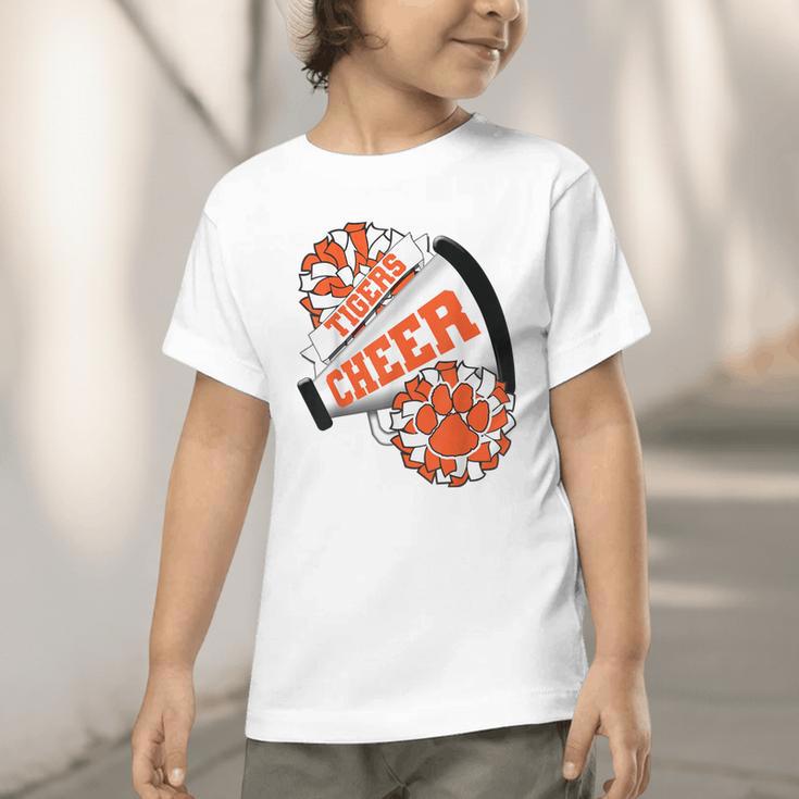 Tigers Cheerleading Back To School Cheer Team Spirit Orange Graphic Toddler T-Shirt Tigers Cheerleading Back To School Cheer Team Spirit Orange Graphic Toddler T-Shirt