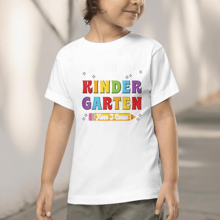 Watch Out Kindergarten Here I Come Back To School Graphic Toddler T-Shirt Watch Out Kindergarten Here I Come Back To School Graphic Toddler T-Shirt