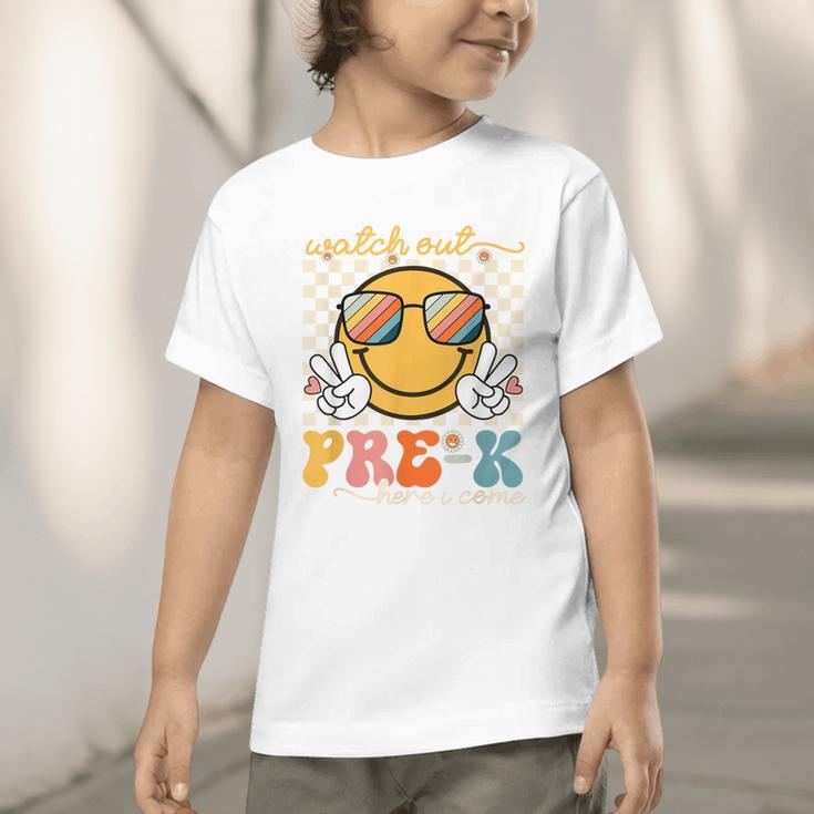 Watch Out Pre-K Grade Here I Come Back To School Pre-K Smile Graphic Toddler T-Shirt Watch Out Pre-K Grade Here I Come Back To School Pre-K Smile Graphic Toddler T-Shirt