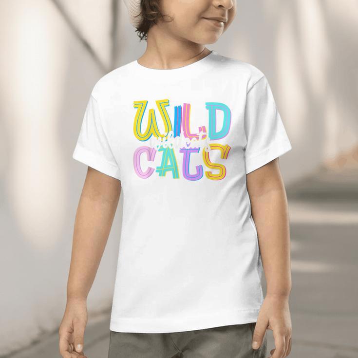 Wildcats School Spirit Groovy Back To School Girls Graphic Toddler T-Shirt