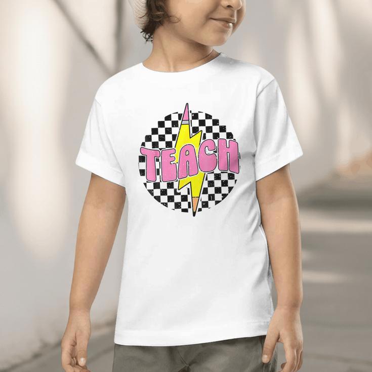 Women Checkered Teach Pencil Lightning Bolt Back To School Graphic Toddler T-Shirt Women Checkered Teach Pencil Lightning Bolt Back To School Graphic Toddler T-Shirt