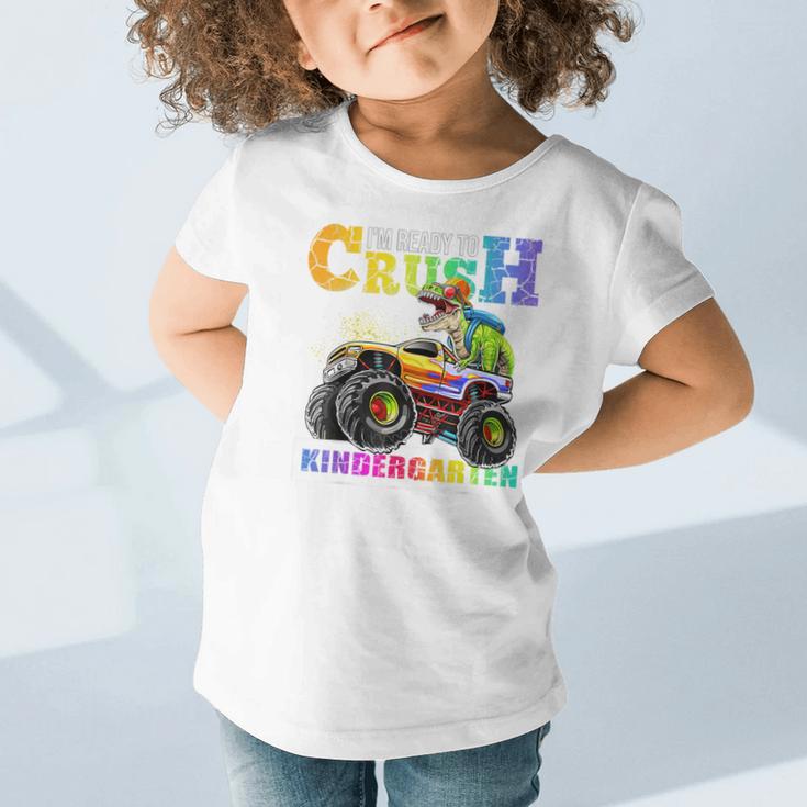 Back To School Boy Dinosaur I'm Ready To Crush Kindergarten Graphic Toddler T-Shirt