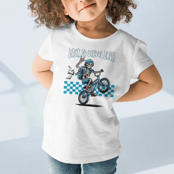 Back To School Bruh Boy Skeleton Riding On a BMX Bike Graphic Toddler T-Shirt