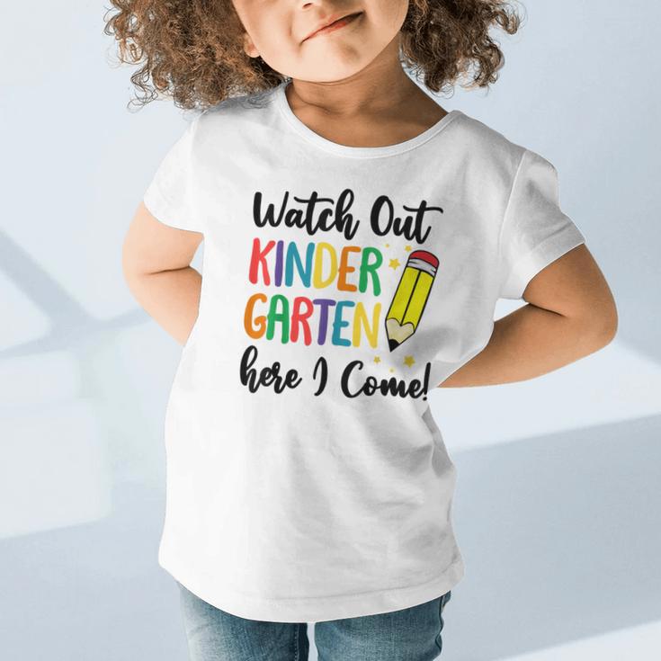 Back To School Kids Watch Out Kindergarten Here I Come Graphic Toddler T-Shirt Back To School Kids Watch Out Kindergarten Here I Come Graphic Toddler T-Shirt