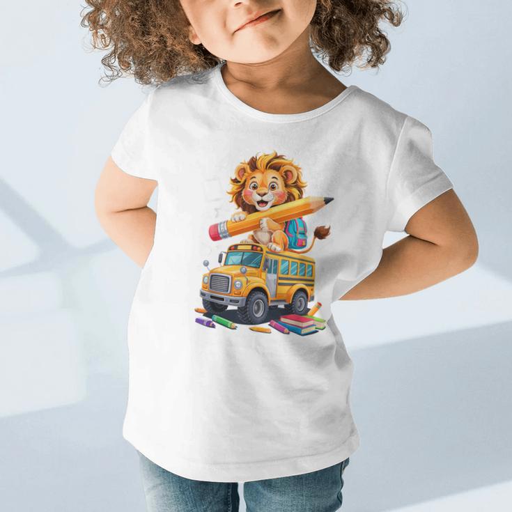 Back To School Lion School Bus 100 Days Of School Graphic Toddler T-Shirt