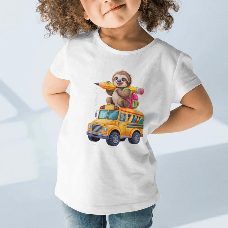 Back To School Sloth School Bus 100 Days Of School Graphic Toddler T-Shirt