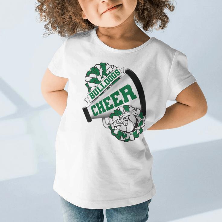 Bulldogs Cheerleading Back To School Cheer Team Spirit Green Graphic Toddler T-Shirt Bulldogs Cheerleading Back To School Cheer Team Spirit Green Graphic Toddler T-Shirt