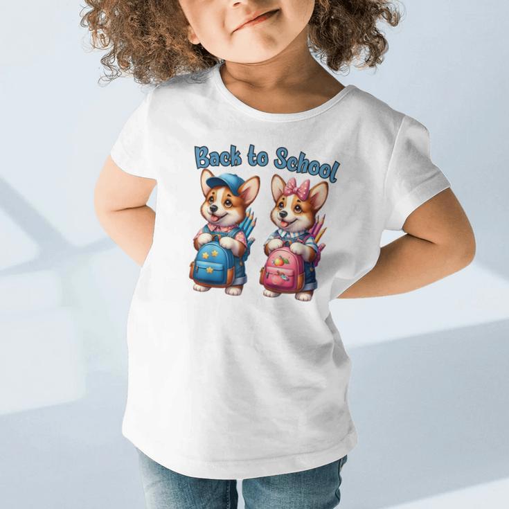 Corgi Dog Student To School Happy Back To School Graphic Toddler T-Shirt Corgi Dog Student To School Happy Back To School Graphic Toddler T-Shirt