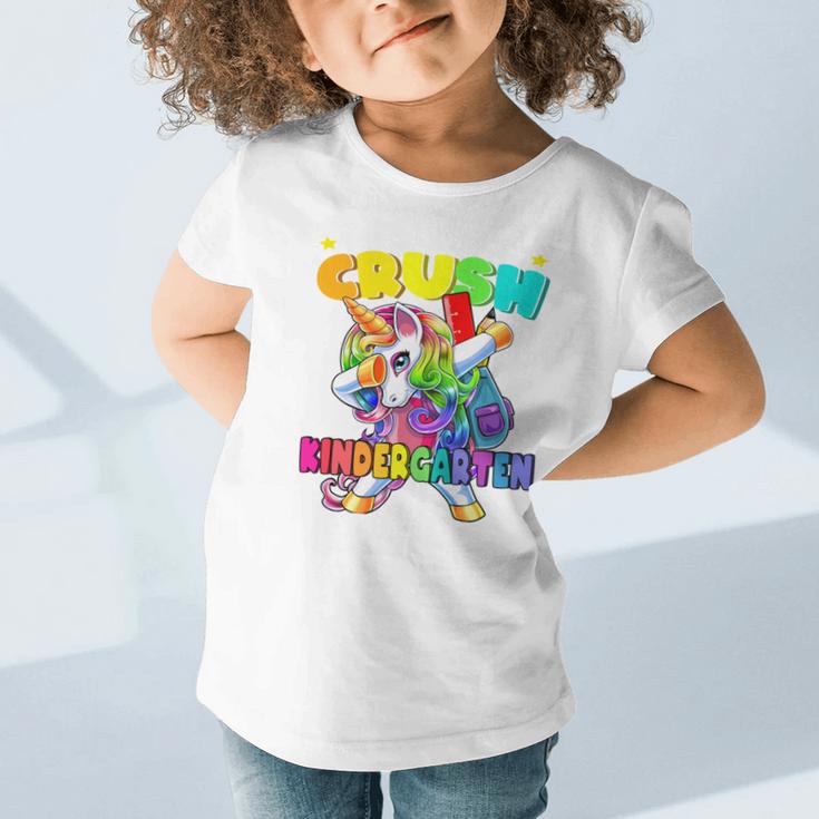 Crush Kindergarten Dabbing Unicorn Back To School Girls Performance Graphic Toddler T-Shirt Crush Kindergarten Dabbing Unicorn Back To School Girls Performance Graphic Toddler T-Shirt