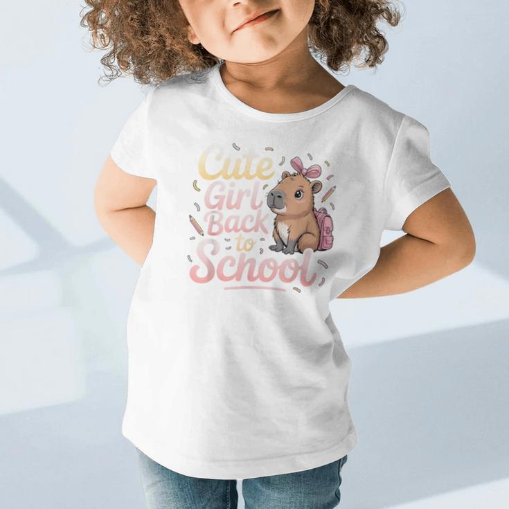 Cute Girl Back To School Capybara First Day Of School Kids Graphic Toddler T-Shirt