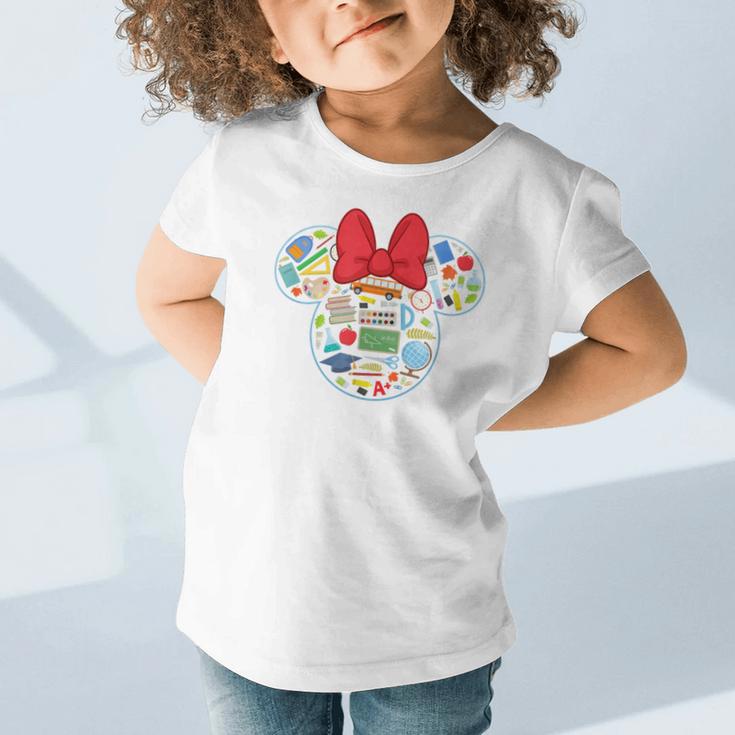 Disney Minnie Mouse Back To School Supplies Face Outline Graphic Toddler T-Shirt Disney Minnie Mouse Back To School Supplies Face Outline Graphic Toddler T-Shirt
