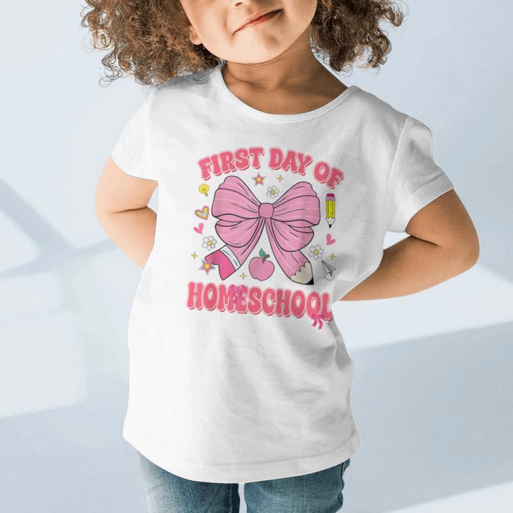 First Day Of Homeschool Coquette Back To School Girls Graphic Toddler T-Shirt First Day Of Homeschool Coquette Back To School Girls Graphic Toddler T-Shirt
