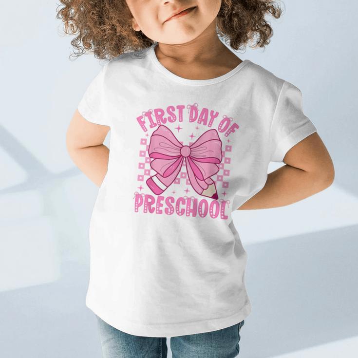 First Day Of Preschool Coquette Bow Back To School Girls Graphic Toddler T-Shirt