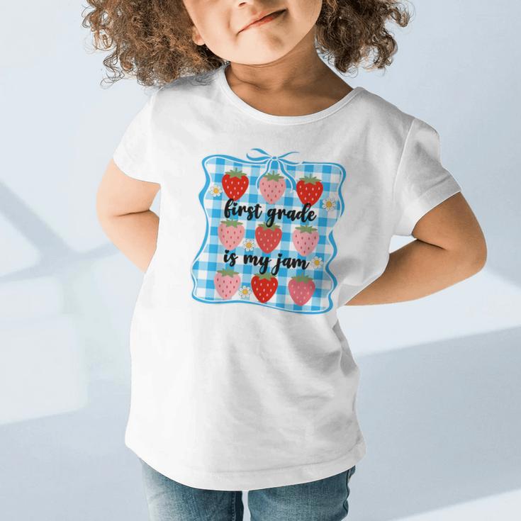 First Grade Is My Jam Strawberry 1st Grade Back To School Graphic Toddler T-Shirt First Grade Is My Jam Strawberry 1st Grade Back To School Graphic Toddler T-Shirt