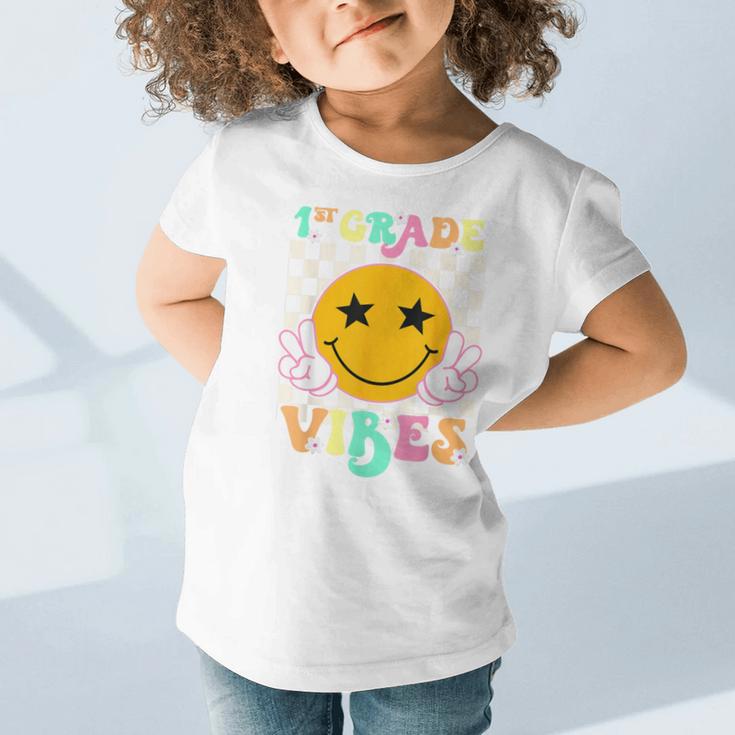 Girls 1st Grade Vibes Smile Face Back To School 1st Grade Graphic Toddler T-Shirt