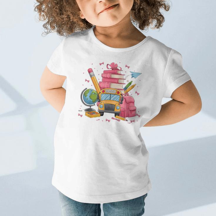 Girls Cute Pink Bows Coquette Aesthetic Back To School Graphic Toddler T-Shirt Girls Cute Pink Bows Coquette Aesthetic Back To School Graphic Toddler T-Shirt