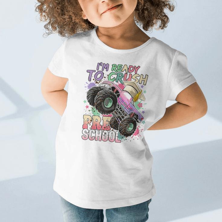 Girls Monster Trucks Ready To Crush Preschool Back To School Graphic Toddler T-Shirt