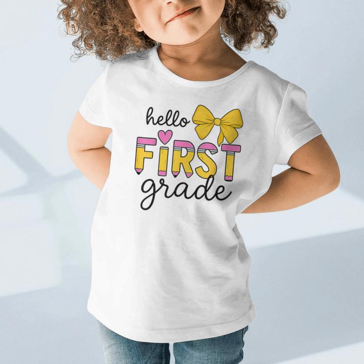 Hello First Grade For Girls Boys Cute Back To School Pencil Graphic Toddler T-Shirt Hello First Grade For Girls Boys Cute Back To School Pencil Graphic Toddler T-Shirt