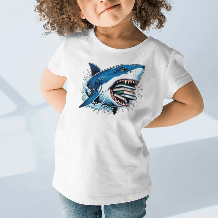 Kids Shark With School Books Back To School Shark Lovers Graphic Toddler T-Shirt Kids Shark With School Books Back To School Shark Lovers Graphic Toddler T-Shirt
